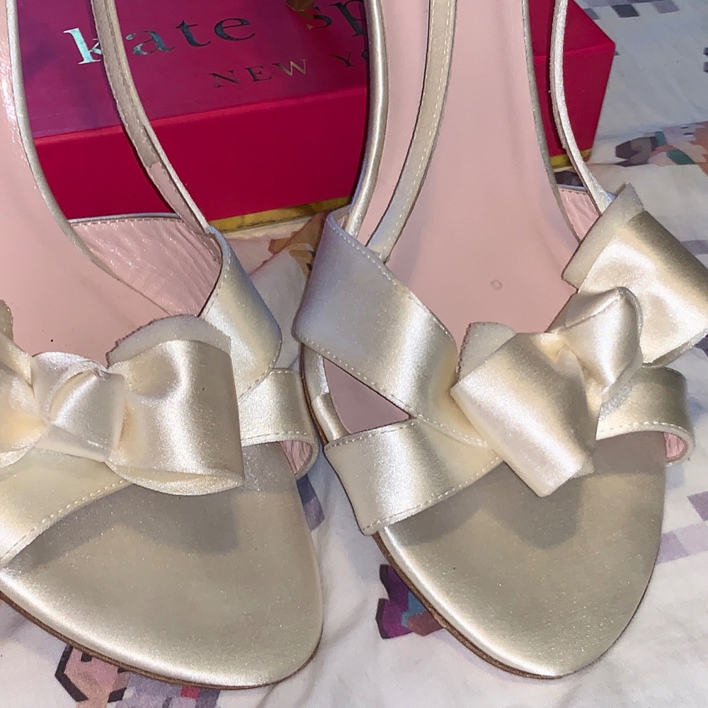 Kate Spade Ivory Bridal Satin Slingback "Ideal" Heels - Size 11